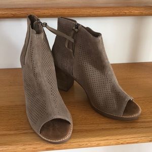 Toms peep toe suede booties